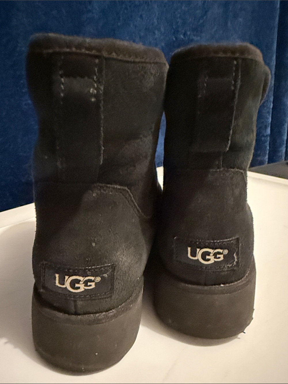 UGG Black Suede Shearling Lined Ankle Boots - Picture 4 of 4